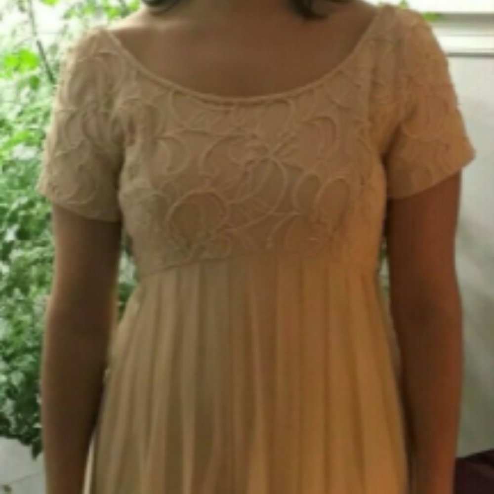 *NWT* Nude/Champagne beaded empire waist dress - Picture 3 of 6